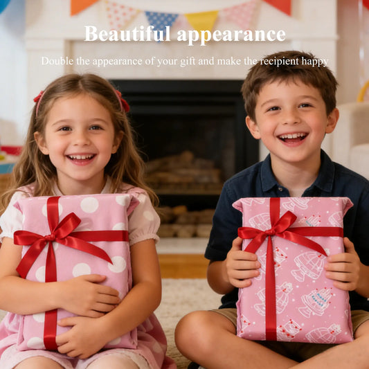 Amalee Pink Reusable Magic Wrapping Cloth 2-Pack | Cute Eco Gift Wrap