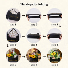 Amalee Black Flower Bouquet Envelope Box Set | Luxury Floral Gift Packaging