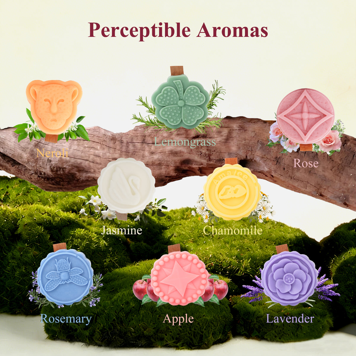 AMALEE 8 Pack Scented Candles, Aromatherapy Jar Candle with Wooden Wick, Long-Lasting, Ideal Gift for Women Men