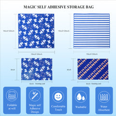 Amalee 2 Pack Blue Reusable Fabric Gift Wrap Set, 19"x20" Cloth Gift Wrapping with Greeting Cards and Ribbon, Washable Multi-Purpose Fabric Wrap for Gifts, Storage Bag or Travel Protection