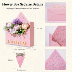 Amalee Pink Flower Bouquet Envelope Box Set | Luxury Floral Gift Packaging