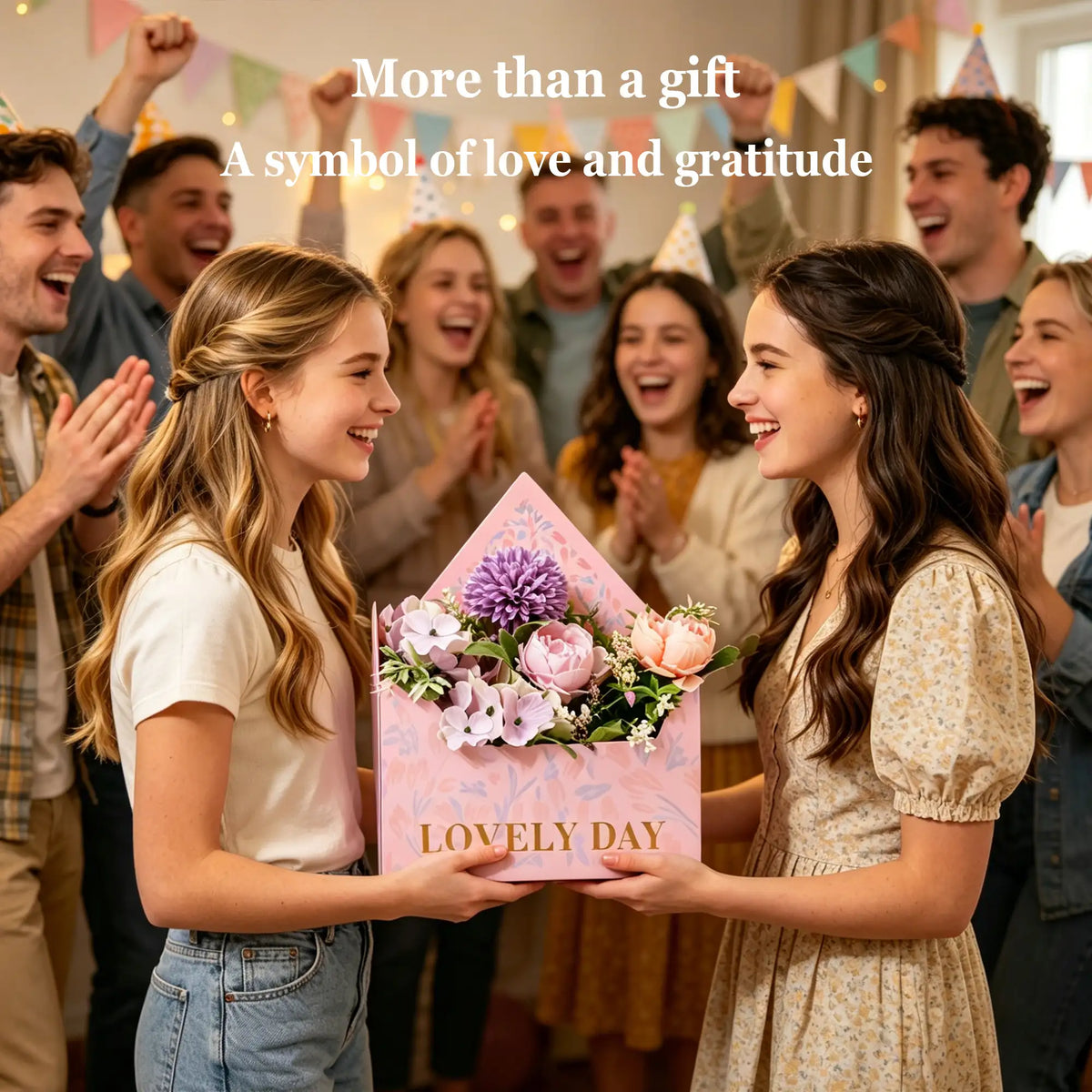 Amalee Pink Flower Bouquet Envelope Box Set | Luxury Floral Gift Packaging