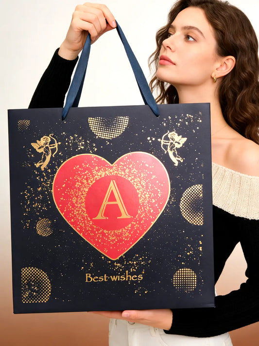 Amalee 13.5x13.5x4.5 Inch Blue Gift Bag with Handles, Includes Wrapping Paper & Greeting Card, Ideal for Weddings, Christmas & Special Occasions