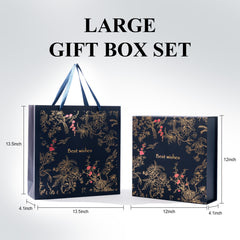 Amalee Luxury Gift Box, Large Deep Blue 12”x12”x4” with Strong Magnetic Lid, Elegant Glue-Free Assembly, Includes Ribbon & Card for Wedding, Birthday, Christmas Gift Packaging