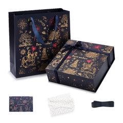 Amalee Luxury Wedding & Groomsmen Proposal Gift Box, Large Blue 12"x12"x4" with Magnetic Lid, Easy Glue-Free Setup, Includes Card & Ribbon for, Birthday, Christmas Gift Packaging