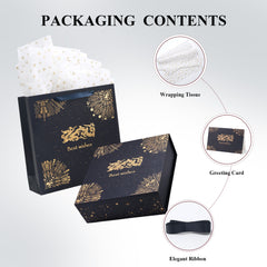 Amalee Sturdy & Luxury Large Gift Box, 12x12x4 Inches Deep Blue, Magnetic Snap Lid, Easy Fold Glue-Free Assembly, with Ribbon Card Filler for Wedding, Birthday, Christmas Gift Packaging