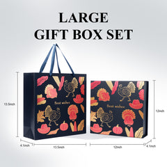 Amalee Christmas Birthday Gift Box, 12x12x4 Large Blue Present Box with Magnetic Closure & Glue-Free Design, Comes with Ribbon, Card, tissue paper