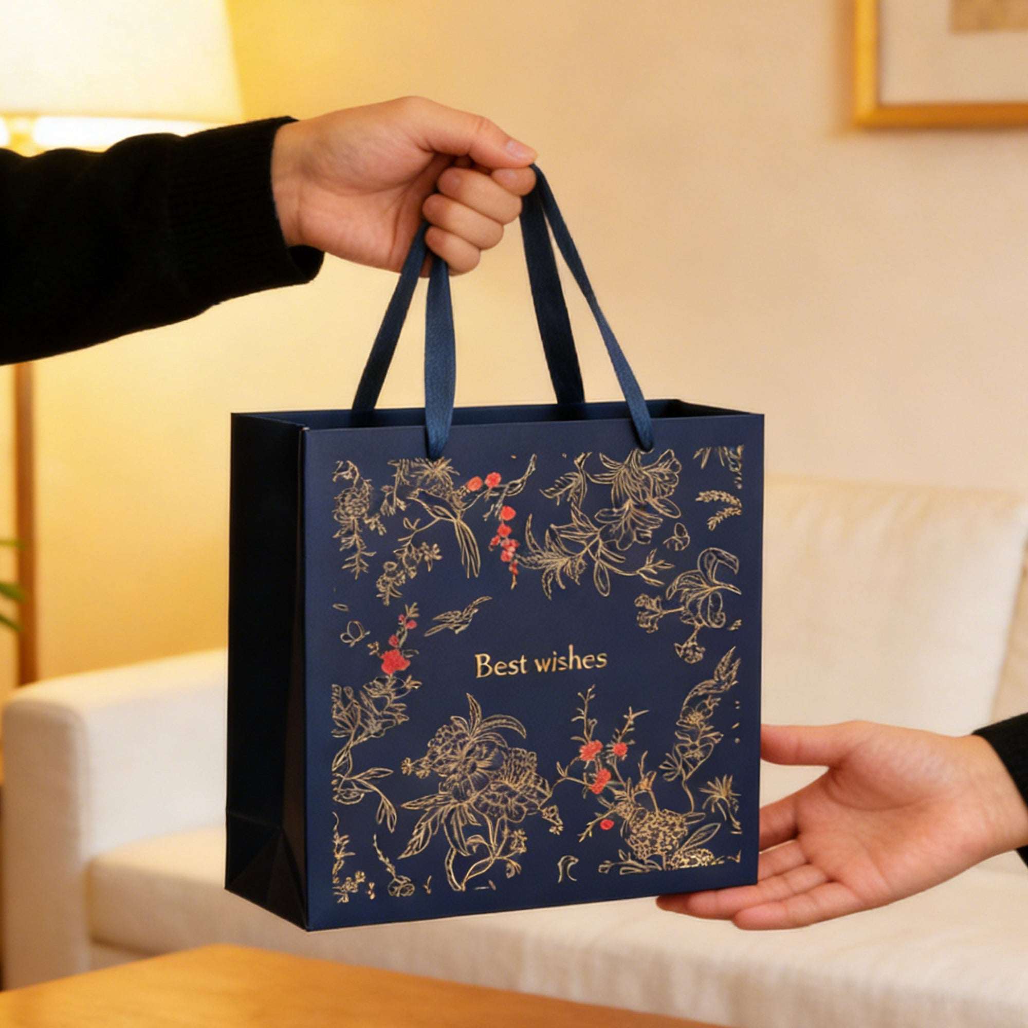 Amalee Flower & Bird Auspicious Gift Bag | Luxury Gift Packaging