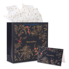 Amalee 13.5x13.5x4.5 Inch Blue Gift Bags with Handles, 2 Wrapping Paper Sheets & 1 Greeting Card, for Birthday, Baby Shower & Holiday Gifts