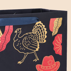 Amalee 13.5x13.5x4.5 Inch Blue Gift Bag, Flower Greeting Card, for Wedding, Birthday, Baby Shower, Christmas Gifts