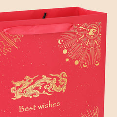 Amalee Large Red Gift Bag 13.5x13.5x4.5 Inch with Handles, Includes Wrapping Paper & Greeting Card for Birthday, Baby Shower, Wedding & Christmas