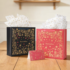 Amalee Red Gift Bag 13.5x13.5x4.5 Inch with Handles, Includes Wrapping Paper & Greeting Card, Ideal for Birthday, Valentine's Day & Wedding Gifts