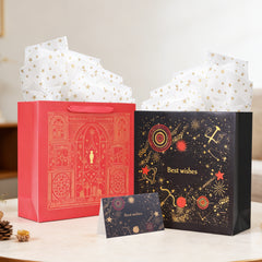 Amalee 13.5x13.5x4.5 Inch Blue Gift Bag, Includes Wrapping Paper & Greeting Card, for Wedding, Birthday, Baby Shower, Christmas Gifts