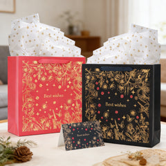 Amalee Blue Gift Bag 13.5x13.5x4.5 Inch with Handles, Includes Wrapping Paper & Greeting Card, Ideal for Birthday, Valentine's Day & Wedding Gifts