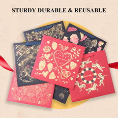 Amalee 13.5x13.5x4.5 Inch Red Gift Bag, Includes Wrapping Paper & Greeting Card, for Wedding, Birthday, Baby Shower, Christmas Gifts