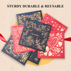 Amalee 13.5x13.5x4.5 Inch Blue Gift Bags with Handles, 2 Wrapping Paper Sheets & 1 Greeting Card, for Birthday, Baby Shower & Holiday Gifts