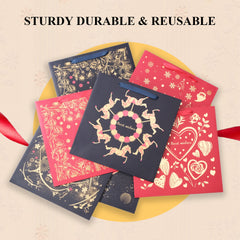 Amalee Blue Gift Bag Set 13.5x13.5x4.5 Inch, Includes 2 Wrapping Paper & Greeting Card, for Weddings, Christmas & Birthday Parties