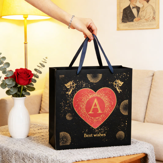 Amalee 13.5x13.5x4.5 Inch Blue Gift Bag with Handles, Includes Wrapping Paper & Greeting Card, Ideal for Weddings, Christmas & Special Occasions