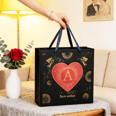 Amalee 13.5x13.5x4.5 Inch Blue Gift Bag with Handles, Includes Wrapping Paper & Greeting Card, Ideal for Weddings, Christmas & Special Occasions